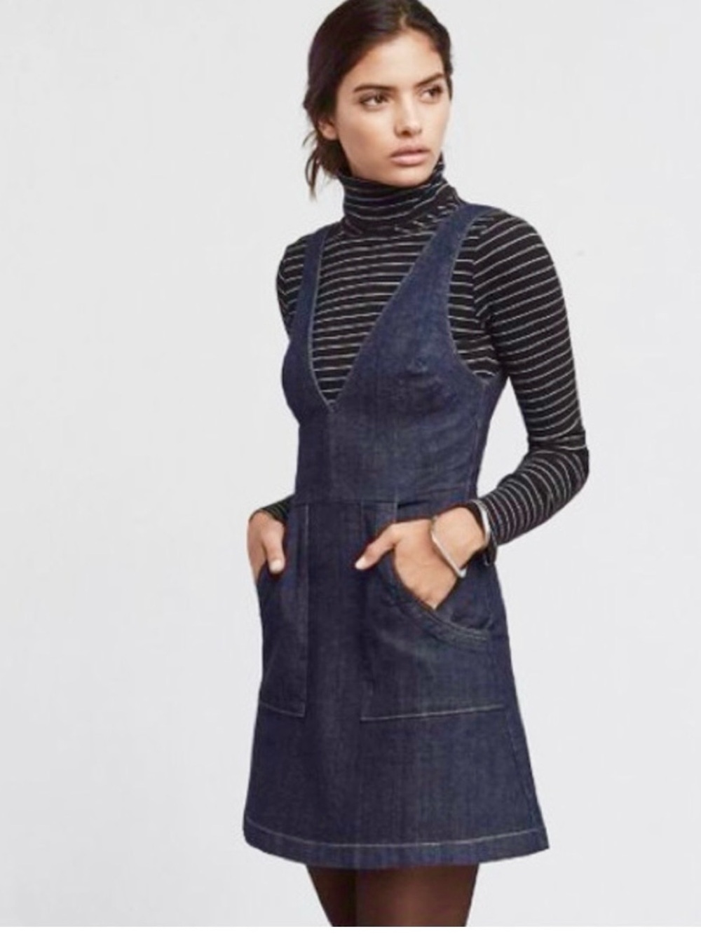 Reformation Ridley Denim Mini Dress Dark Wash Blue Sz 6